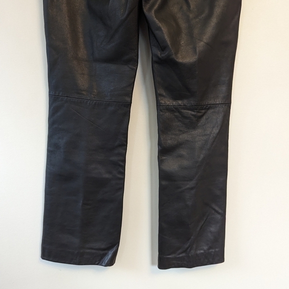Vintage 90s Y2K Black Leather Straight Leg Pants Minimalist - Picture 8 of 15